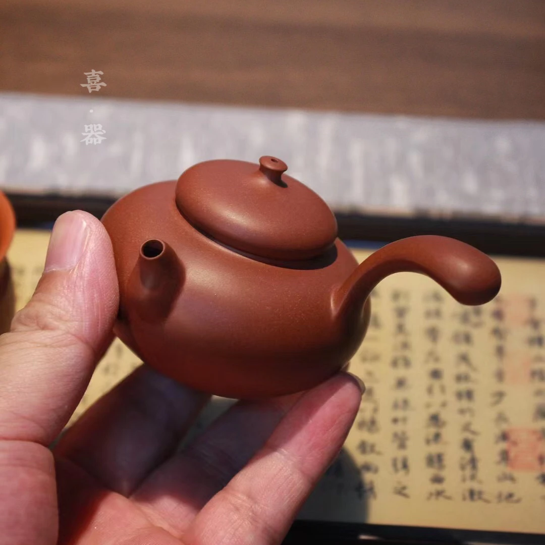 喜器趣皿 陈钿-烟斗壶 约100cc潮州手拉壶纯手工小容量水平壶手制