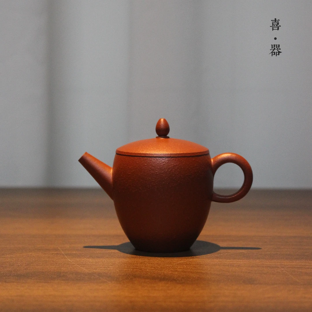 喜器趣皿 王培鑫-子蟠壶约95cc 潮州朱泥全手工手拉壶小品泡茶壶