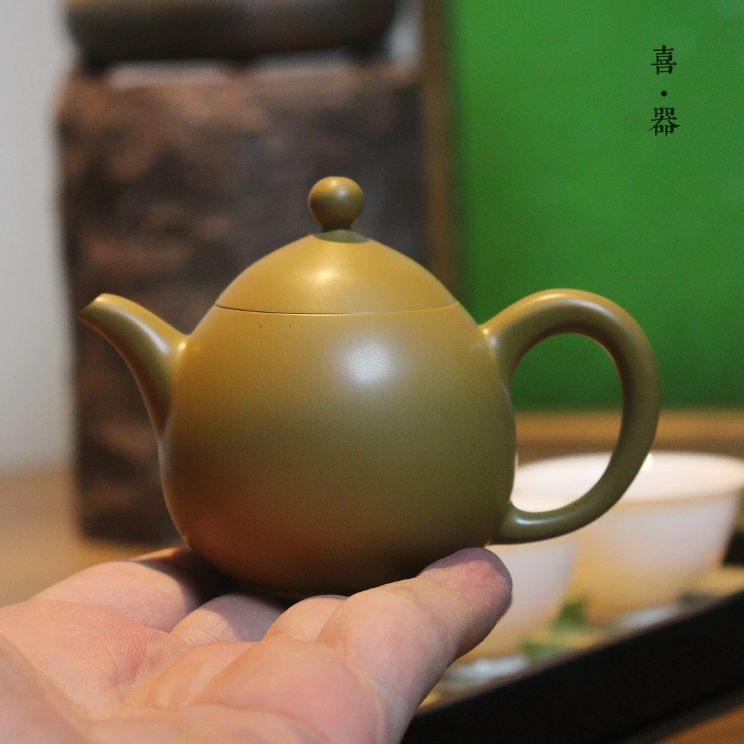 喜器趣皿 章泽伟-龙蛋壶 约90cc 潮州朱泥全手工手拉壶茶具茶壶