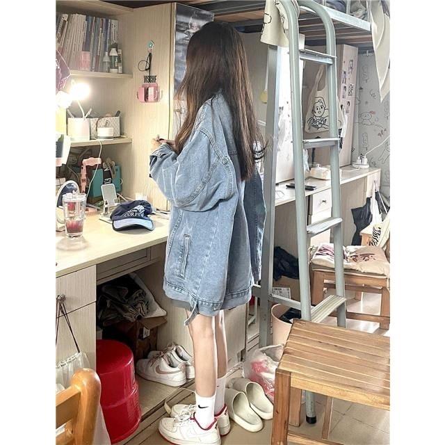 2023年新款牛仔外套女宽松复古bf慵懒风韩版设计感小众百搭上衣潮