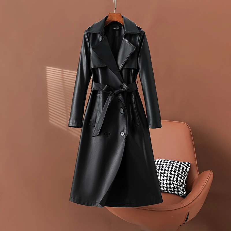 【颜姿】2024年新款海宁时尚显瘦女系带中长款风衣修身时尚气质外套