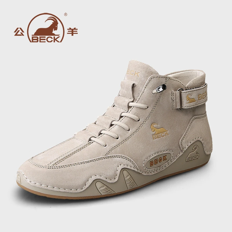BECK/公羊新款男士高帮真皮鞋加绒加厚软底休闲皮鞋男潮鞋5111