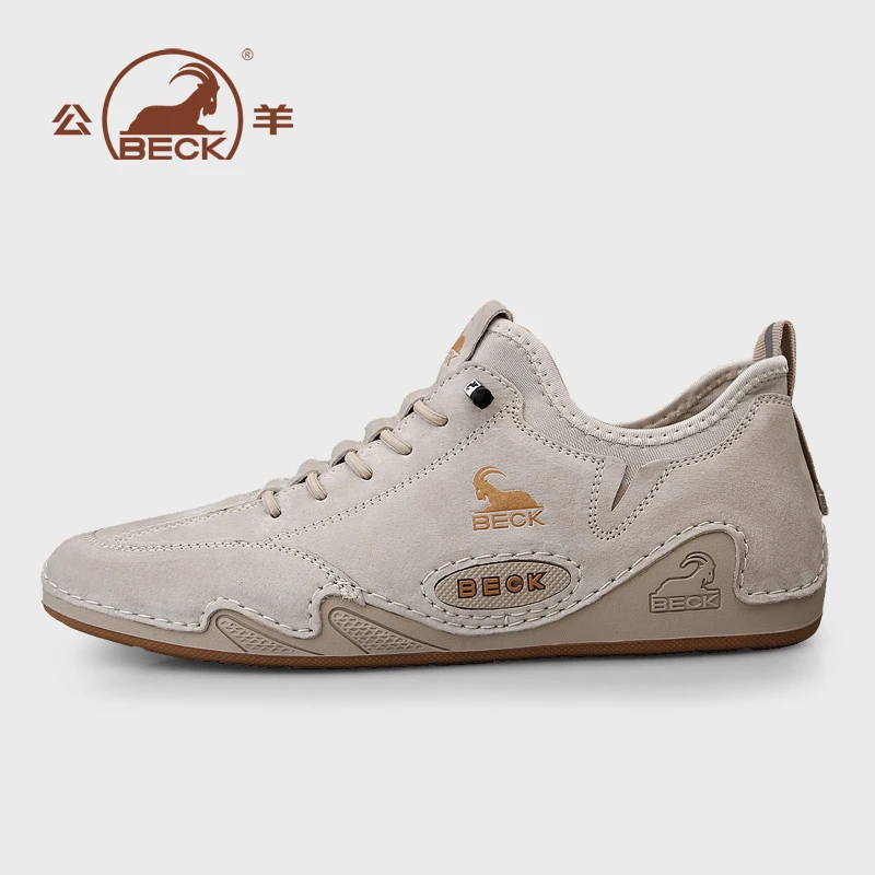 BECK/公羊春季户外头层皮鞋真皮透气男鞋男潮鞋休闲男皮鞋一脚蹬