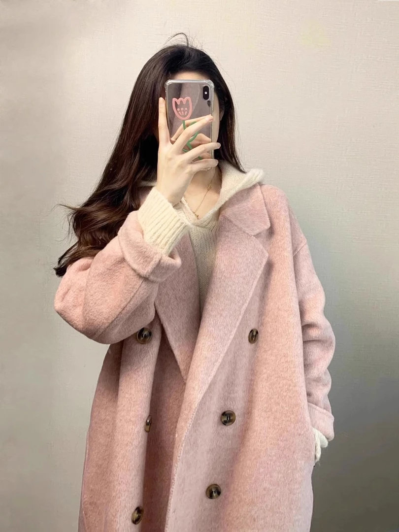 网红爆款双面大衣韩系百搭双面大衣女中长款2025秋冬高级毛呢外套