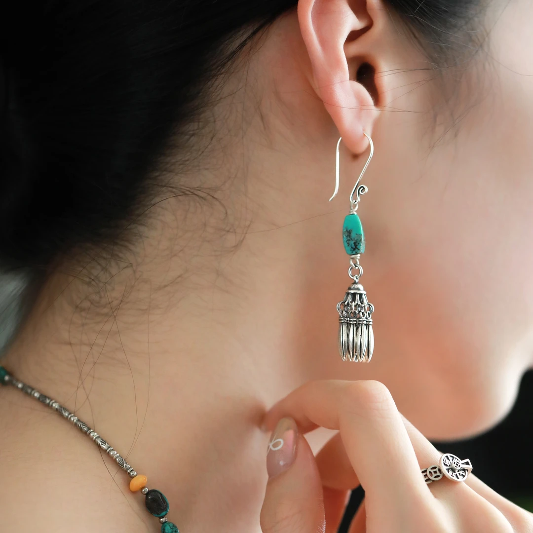 925银耳饰 E23151 【深海美人鱼】松松流苏耳钩耳环