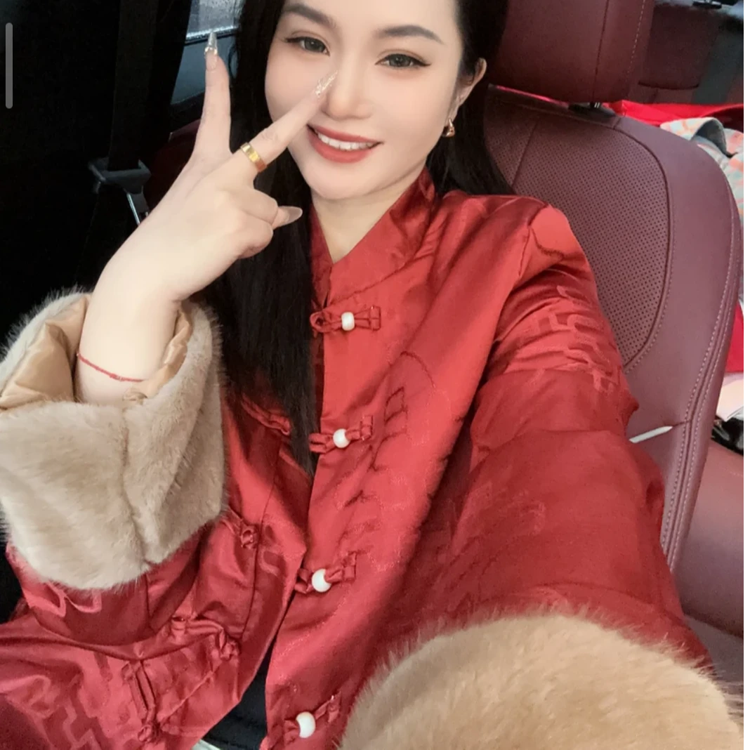 2024中式提花立领长袖外套国风复古上衣