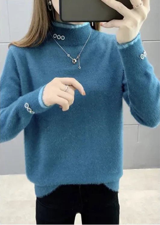 【不退换】不起球不变形超保暖毛衣打底中衫半高领套头上衣