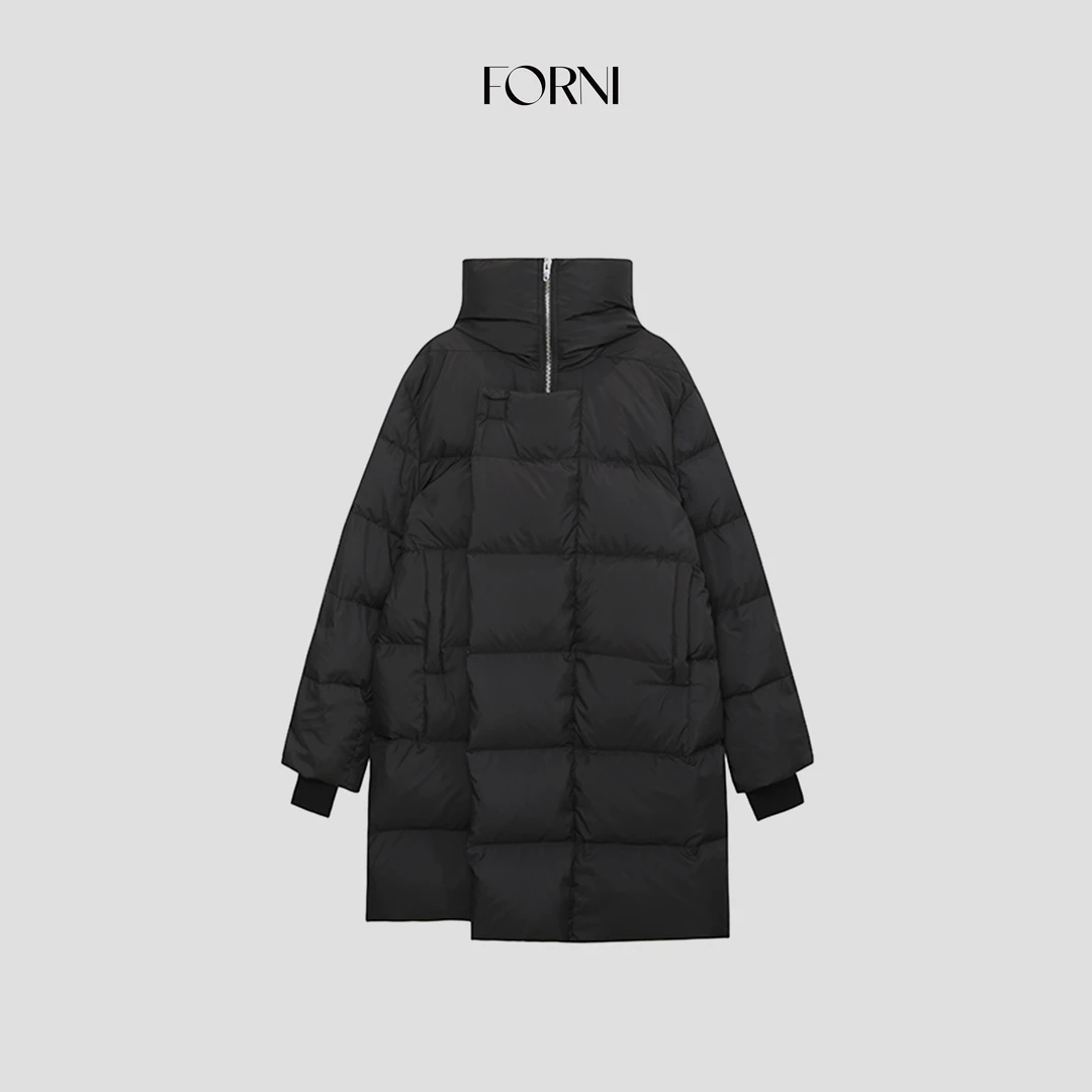 FORNI  90绒极地宝石黑中长款鹅绒服冬季女士鹅绒服羽绒服