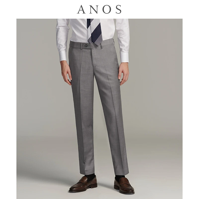 【肌理纹二代升级版】ANOS灰色西裤商务休闲强捻免烫垂感西装裤男