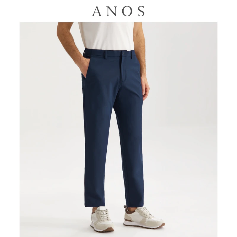 ANOS休闲西裤男黑色垂顺免烫商务修身抗皱透气职业上班弹力休闲裤