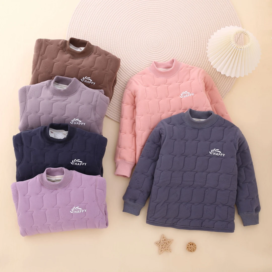 儿童女童男童宝宝中大童内穿上衣童装套头新款棉袄校服神器大人可