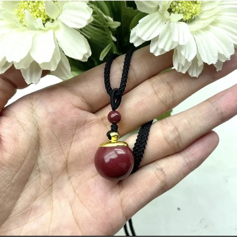 含辰砂工艺品(朱砂)紫金色金色圆珠款吊坠38好物项链时尚精美礼物