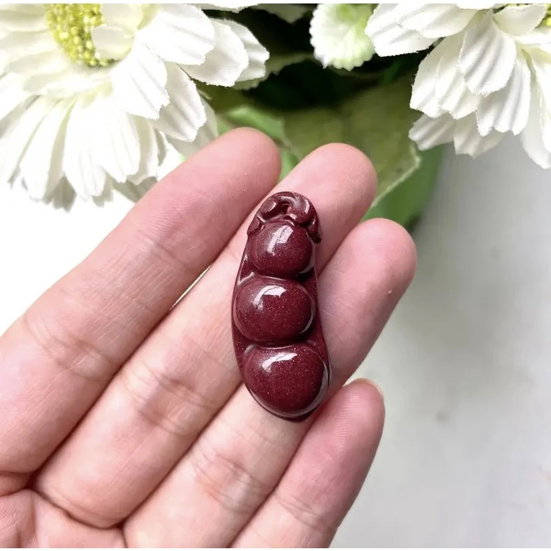 含辰砂工艺品(朱砂)紫金色平安四季豆吊坠38好物时尚饰品