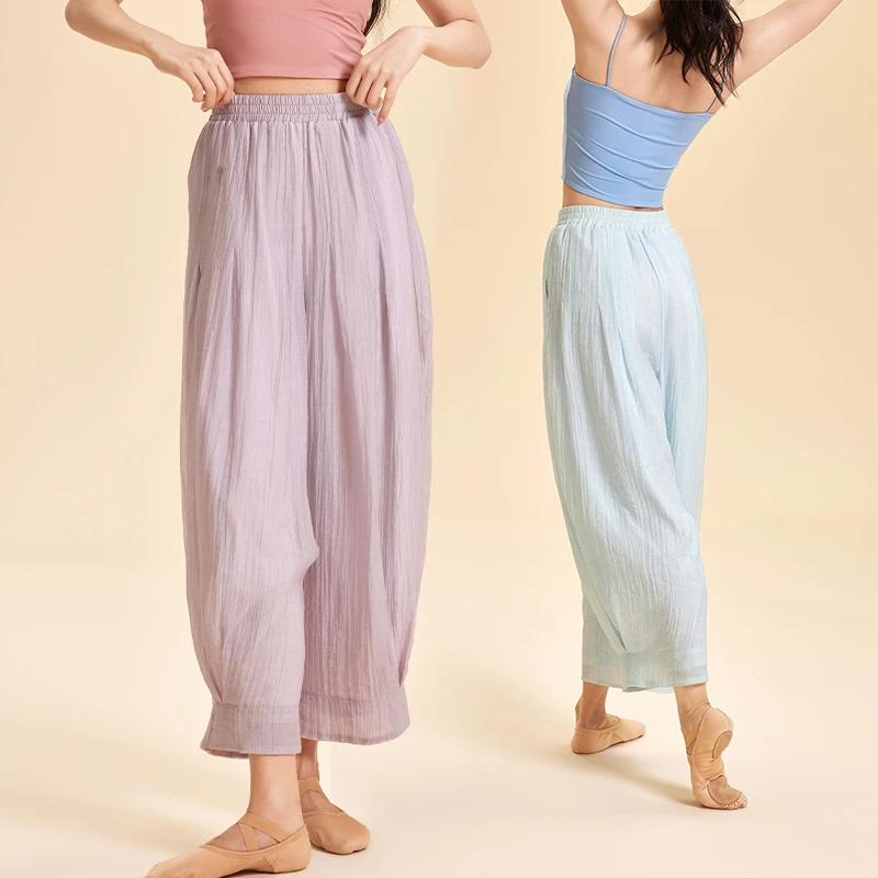 诗意花朵舞蹈裤逍遥游灯笼裤古典舞蹈服练功裤成人宽松飘逸阔腿裤