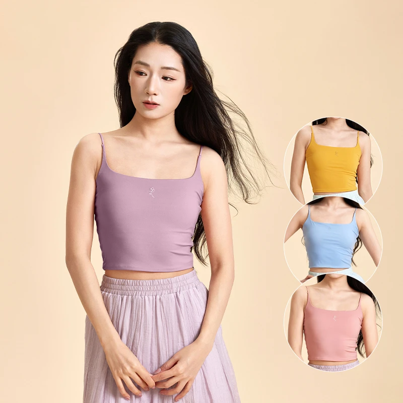 诗意花朵舞蹈吊带背心花路背心专业舞蹈打底服无钢圈胸垫可拆卸