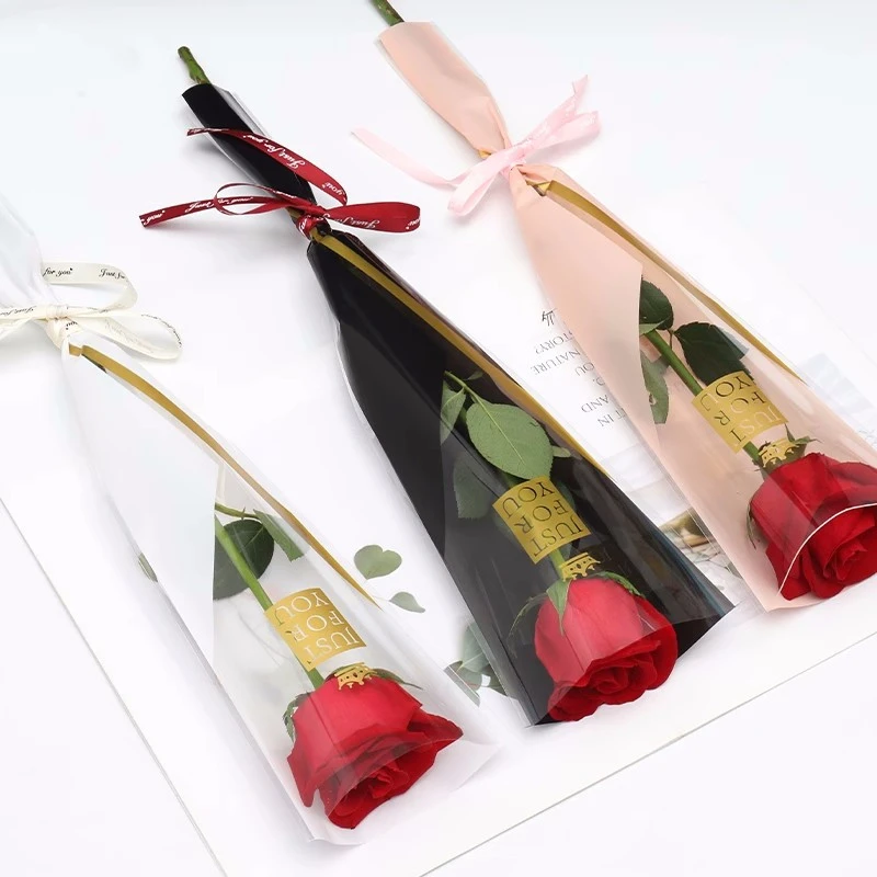 520母亲节皇冠单支袋玫瑰包装袋花束三角袋花店花艺鲜花包装材料