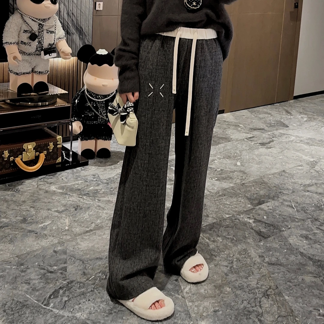 BAGALIO撞色阔腿坠感休闲阔腿裤