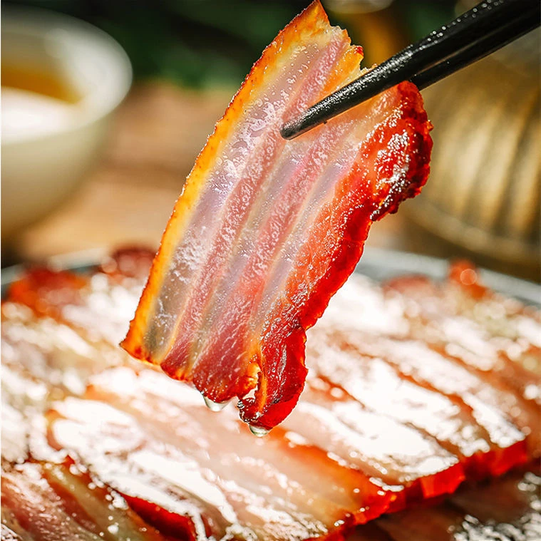 湖北特产烟熏腊肉农家风味柴火熏制后腿肉腌制五花肉腊味咸肉500g