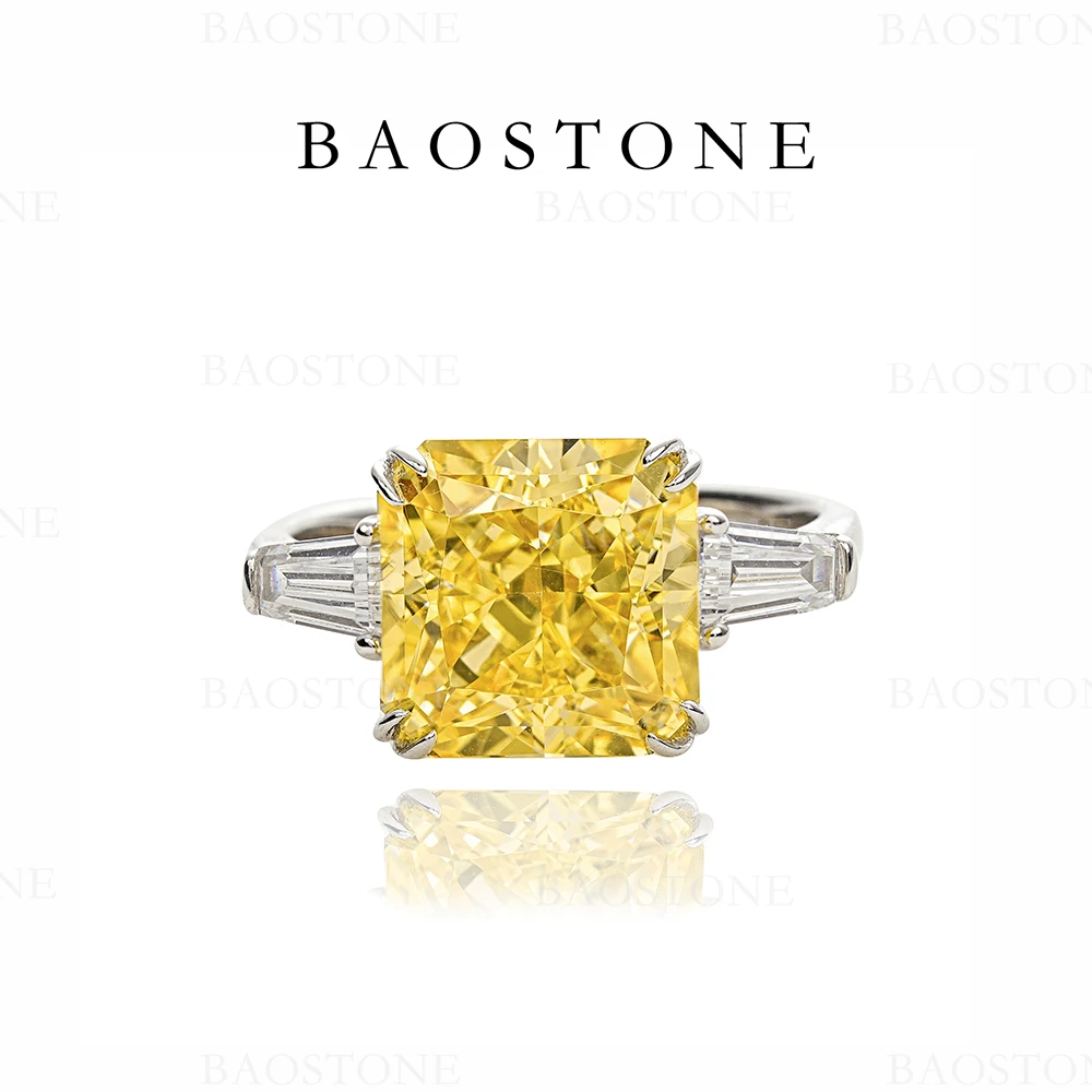 BAOSTONE 925银合成锆石戒指 【黄冰糖戒指】时尚简约轻奢经典j280
