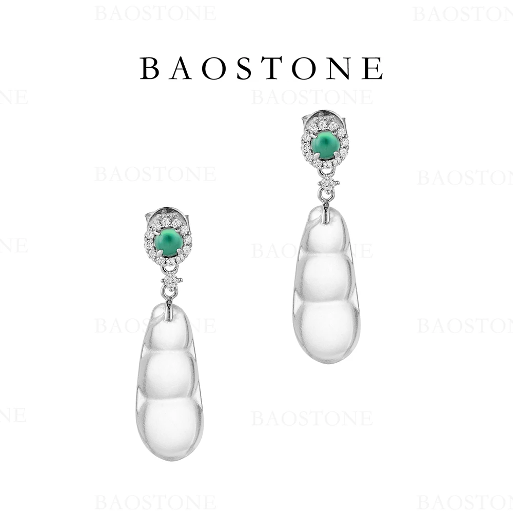BAOSTONE 925银耳饰 【白冰四季福豆耳坠】气质优雅轻奢【专属】E230