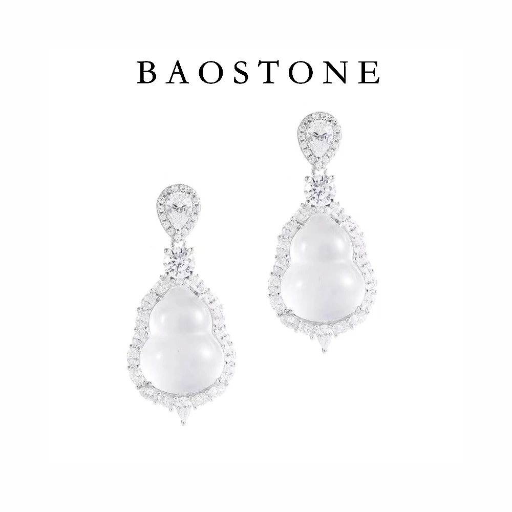 天然石英质玉白冰白葫芦【心缇】耳坠时尚精致轻奢（专属）e259