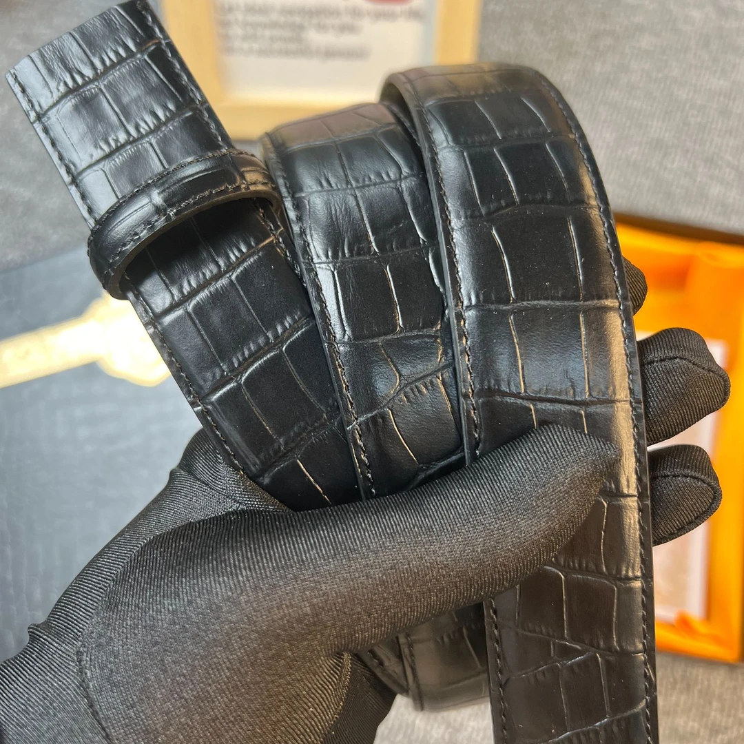 （单皮带无头）自动皮带3.5cm宽鳄鱼纹皮带