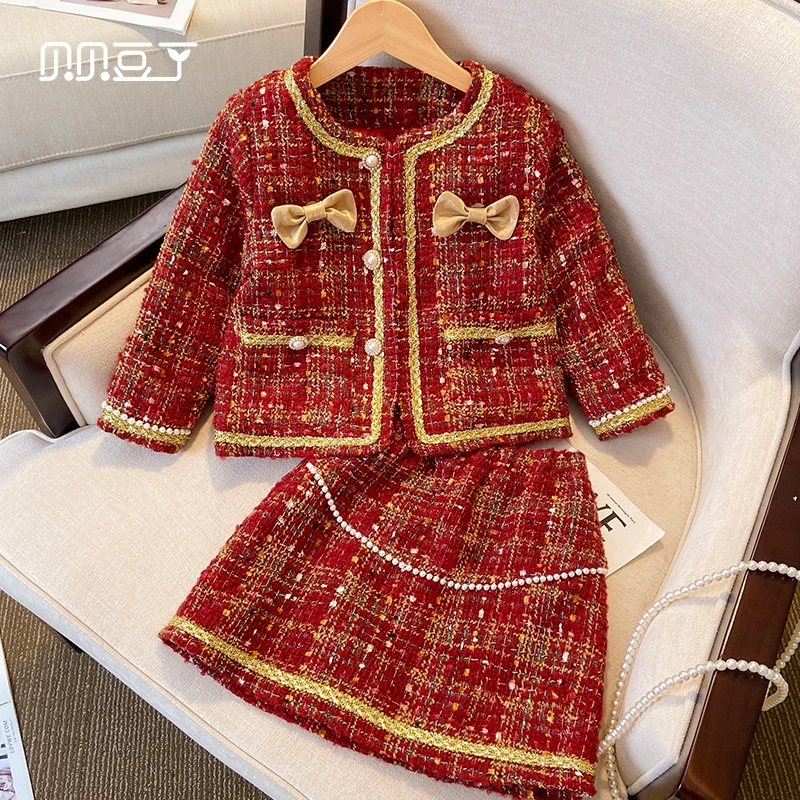 女童连衣裙新年衣服喜庆女宝宝拜年服公主裙儿童小香风套装62108