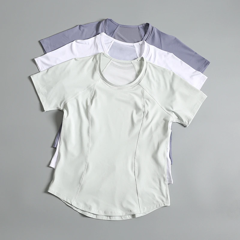 宽松速干运动上衣女短袖T恤瑜伽服透气跑步健身服显瘦夏季健身衣