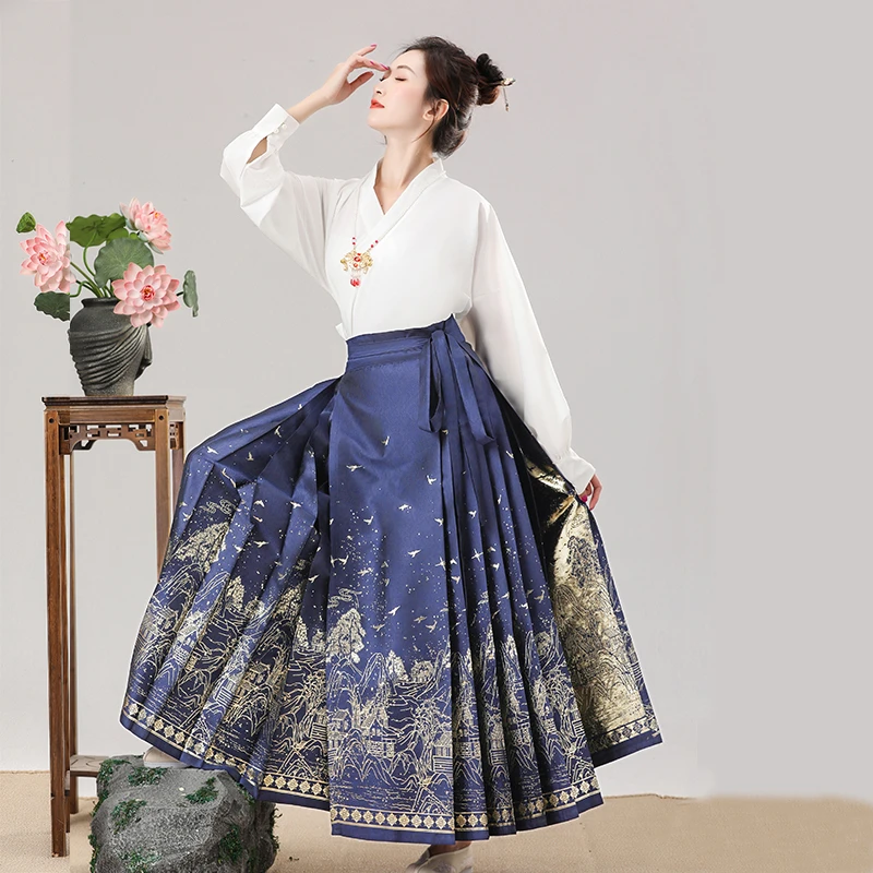 曹县马面裙新中式国风上衣搭配马面裙套装女高端明制汉服2024织金