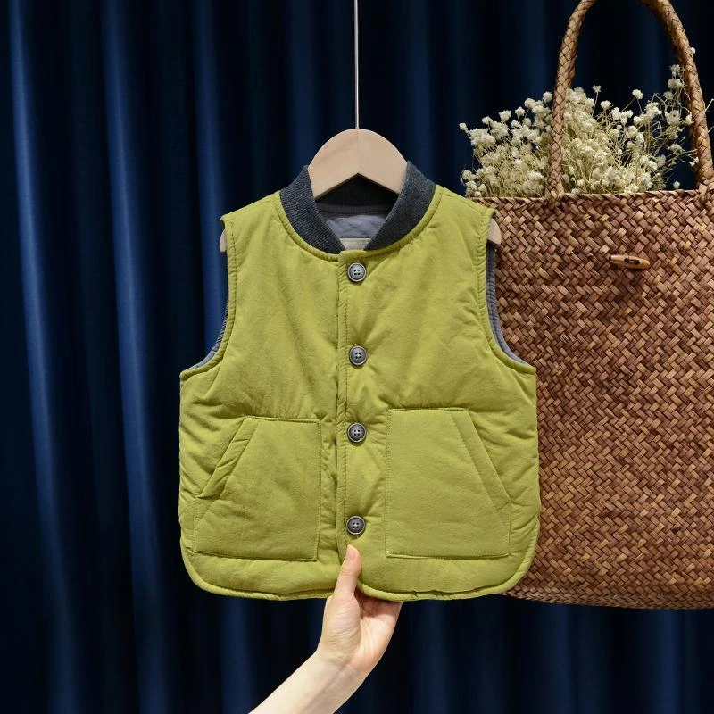 儿童棉马甲秋冬季外穿男童加厚棉花夹棉马夹宝宝韩版洋气