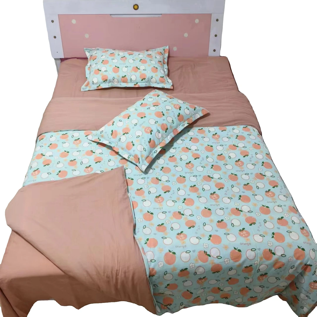 福霞佳家纺纯棉定制-纯棉高支高密床品套件染简洁清新-大桔大利款