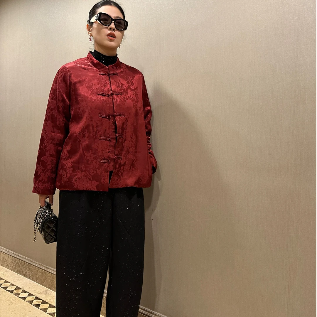 FL 3769｛岁岁年年｝新中式提花面料时尚百搭夹棉加绒秋冬国风外套