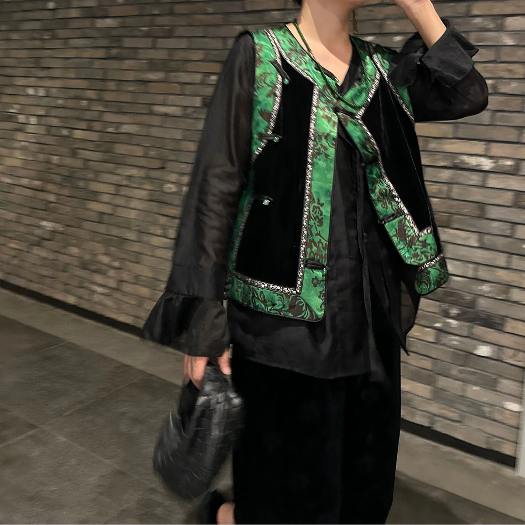 9588｛秋与夕｝新中式撞色设计时髦百搭国风马甲 时尚女士LOVE COLA