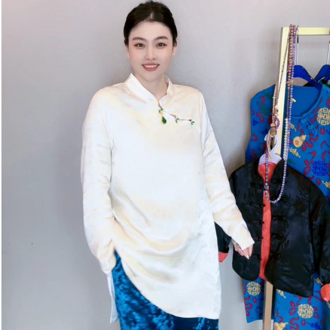 FF  9930『暖•阳』新中式提花工艺中长款国风衬衫 中国风女士CLOA