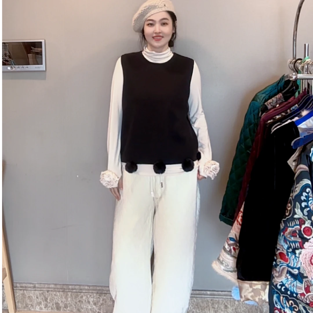 FF 3698｛小毛球马甲｝时髦百搭秋冬新款加厚保暖宽松原创设计马甲