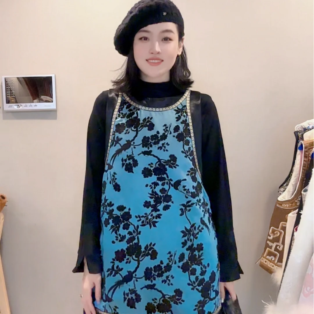 3743｛墨香•古韵｝新中式人丝漳绒工艺宽松时尚秋冬新款加厚马甲