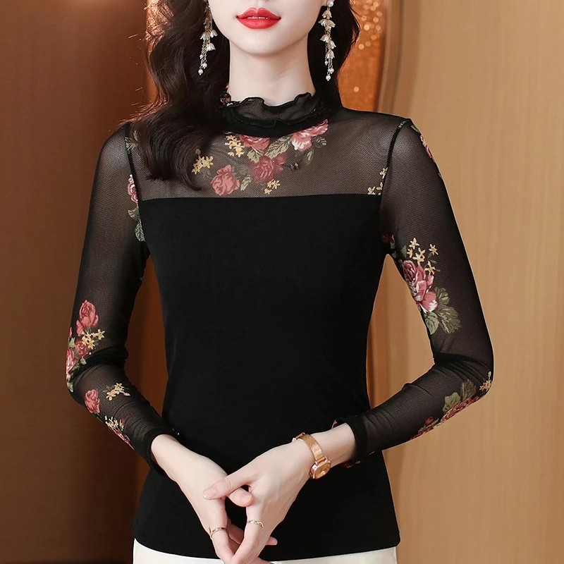 （女王范）打底衫网纱福利款