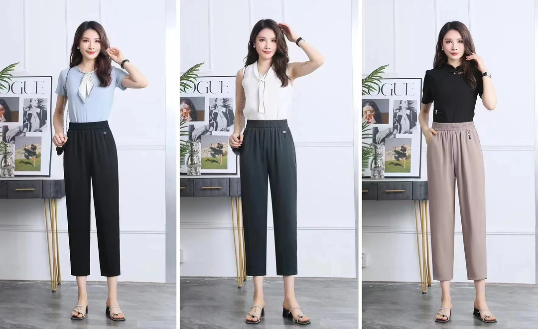 （女王范）606时尚妈妈装冰丝休闲裤夏装新款洋气宽松中老年裤子