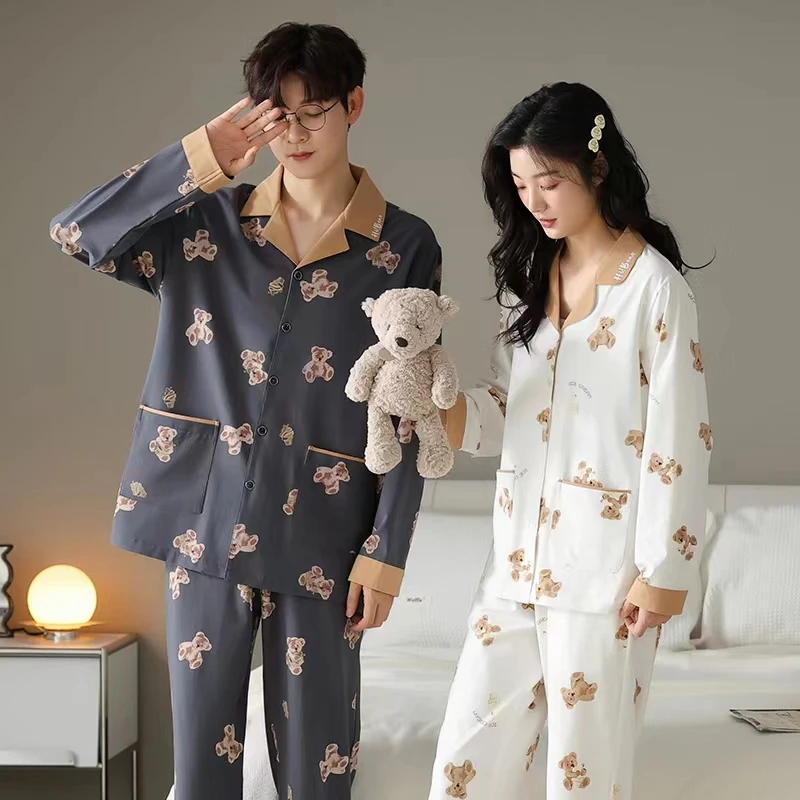 【初秋新款】优质纯棉拉架爽棉高品质简约情侣长袖KSF睡衣家居服