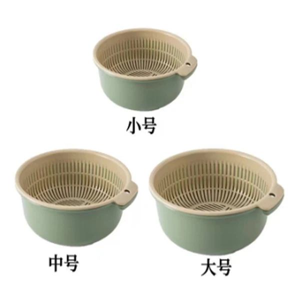 【新疆包邮】加厚双层沥水篮洗菜盆淘米器菜篮家用厨房洗水果盘清洗