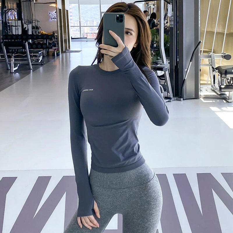 C.CYA春秋款长袖健身服女运动T恤训练速干显瘦打底衫紧身瑜伽上衣