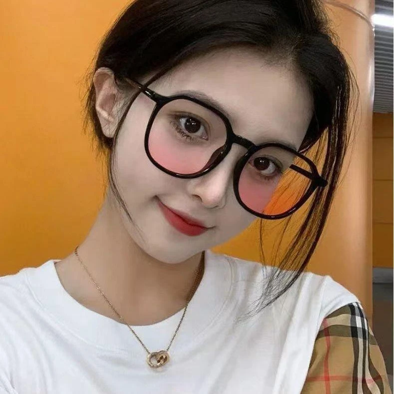 新款腮红近视眼镜女可配度数潮流网红爆款素颜黑框高颜值腮红眼镜