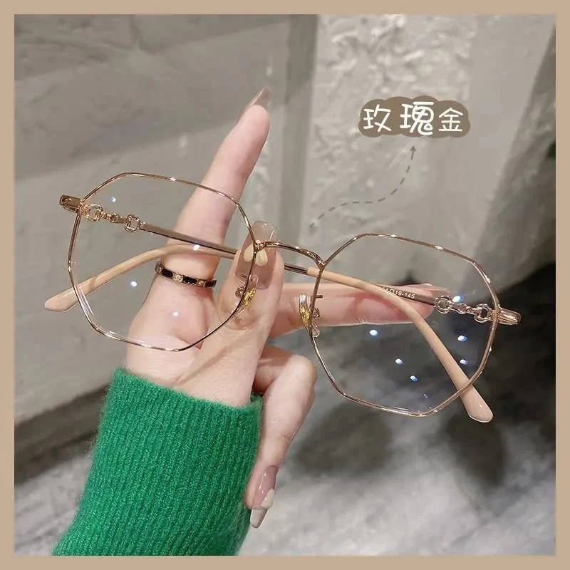多边形近视眼镜框女可配度数散光素颜神器防蓝光护目平光镜超轻