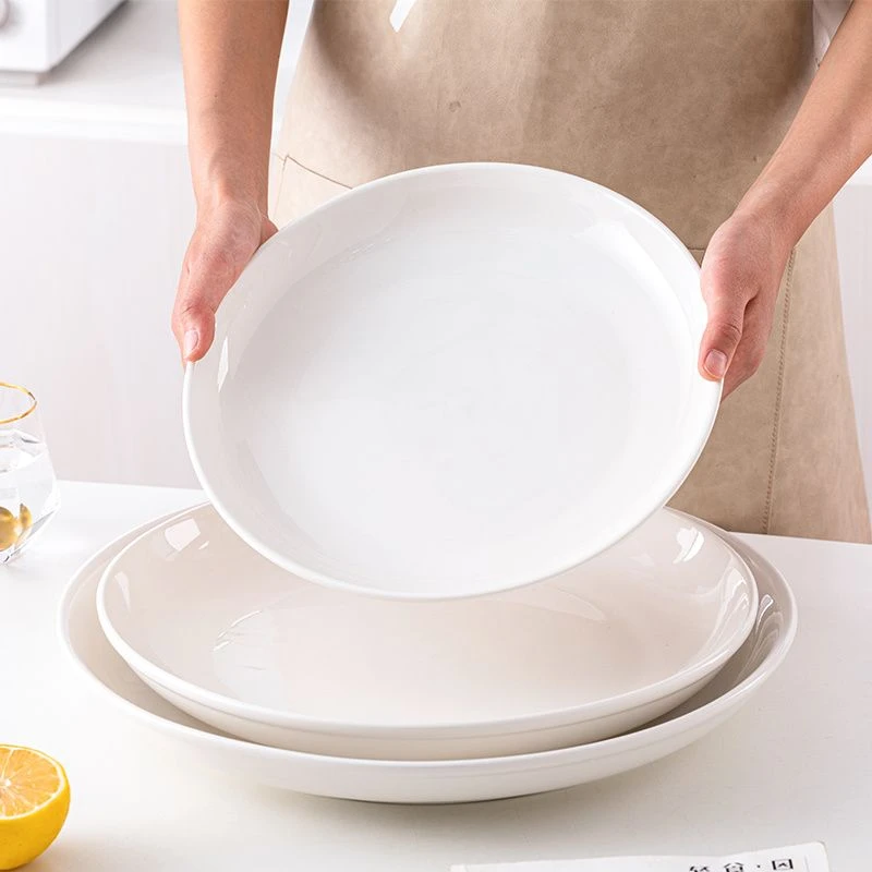 陶瓷大号蒸剁椒鱼头盘子酒店大盘鸡水果海鲜大容量圆形白瓷盘家用