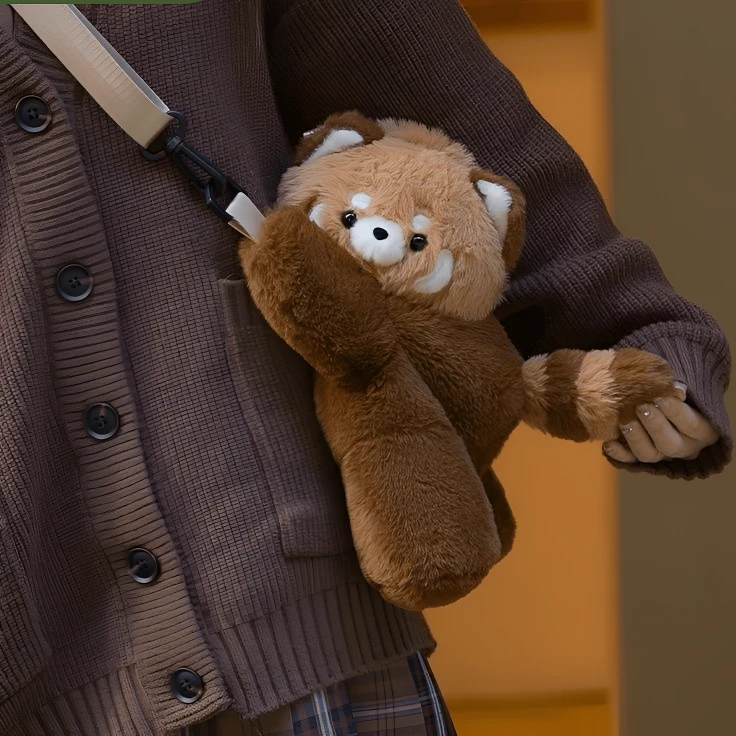 可爱毛绒包包玩偶斜挎书包小熊猫趴趴包单双肩背包女玩具卡通包包