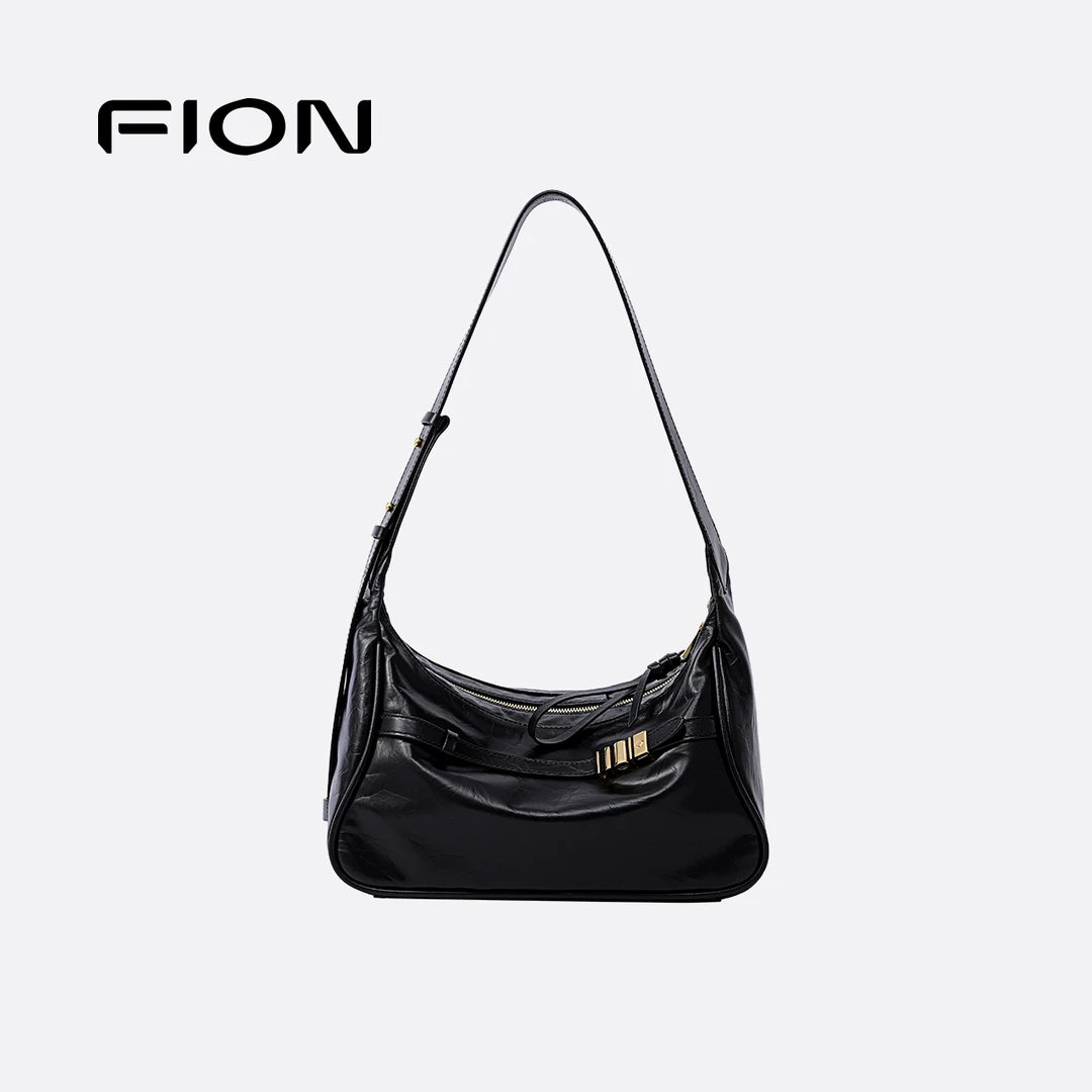 FION/菲安妮奥莱音符托特腋下包黑色百搭女士单肩包 FAAFVLS016