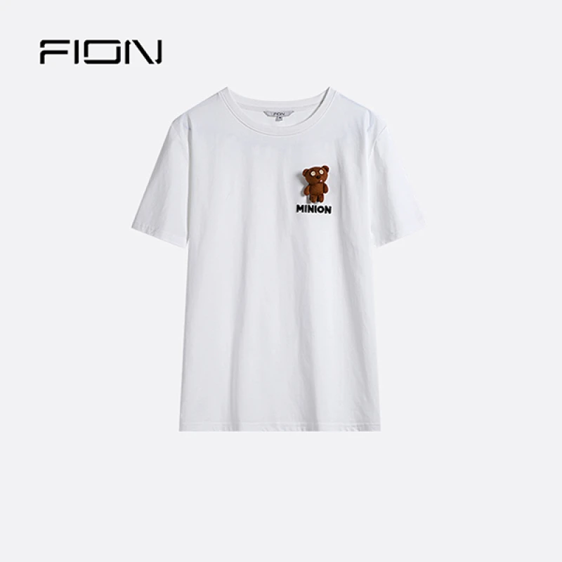 FION/菲安妮奥莱时尚小黄人TIM熊系列宽松纯棉短袖T恤FHAHFFT181