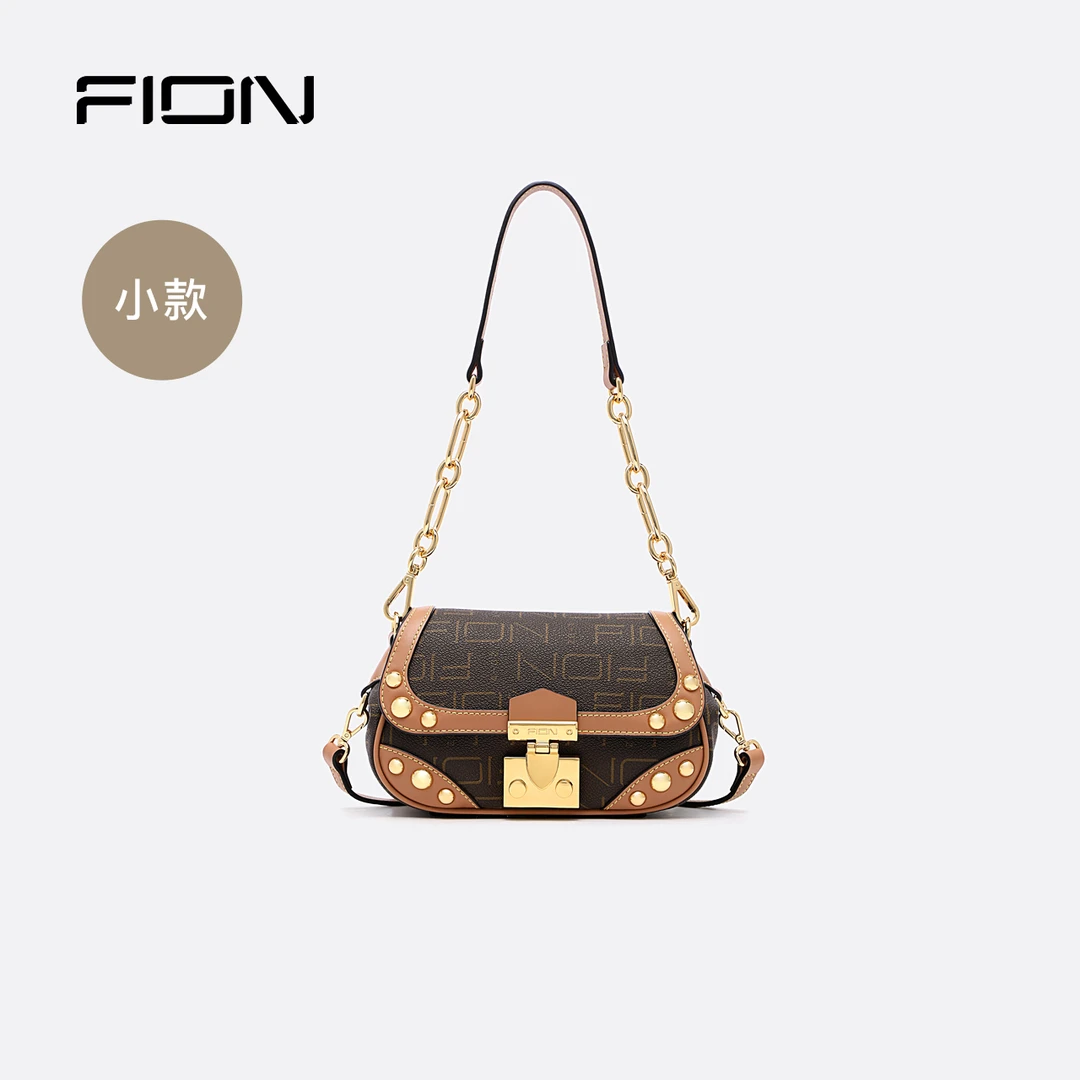 FION/菲安妮奥莱印花大小号链条包女士马鞍包单肩包FAAFJGQ001/2