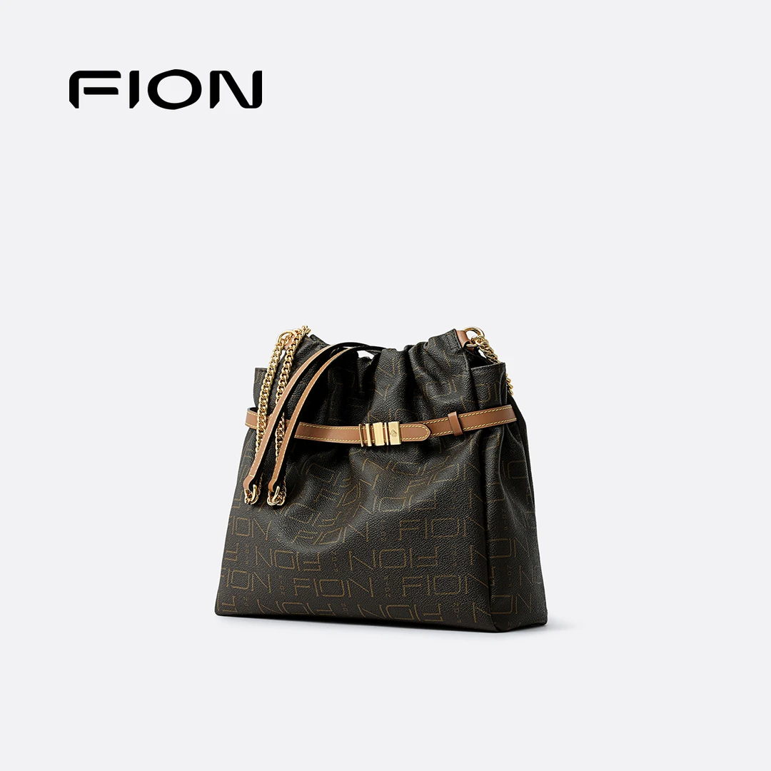 FION/菲安妮奥莱时尚通勤水桶包女士链条单肩斜挎包 FAAFVLS004