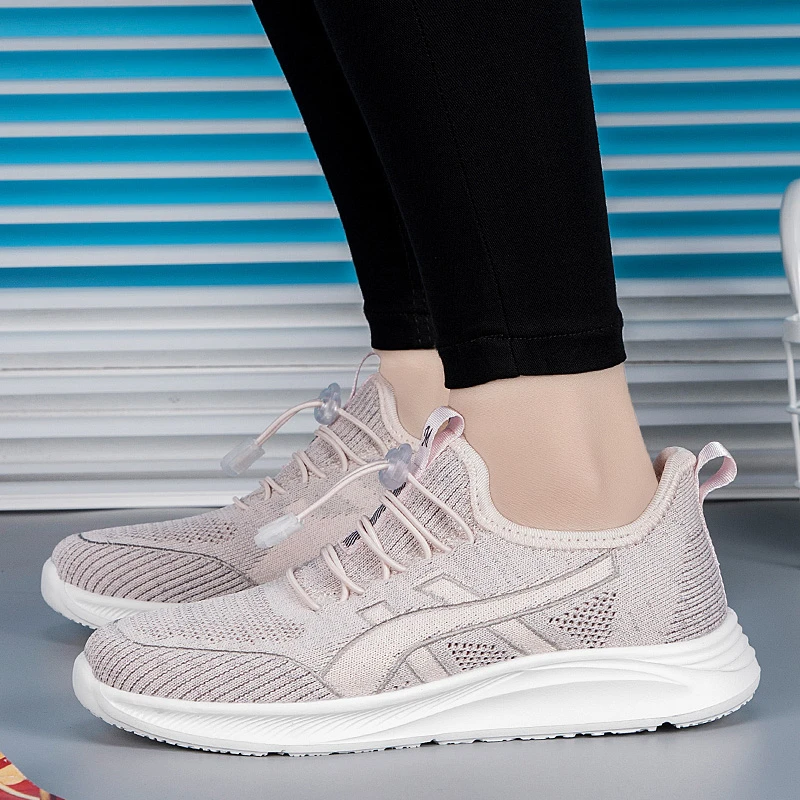 足力老人健步鞋夏季新款轻便飞织运动休闲鞋透气网布妈妈鞋舒适鞋